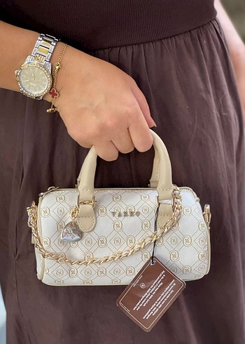 Zincir Detaylı Beyaz Deri Kadın Çanta - Görsel 3