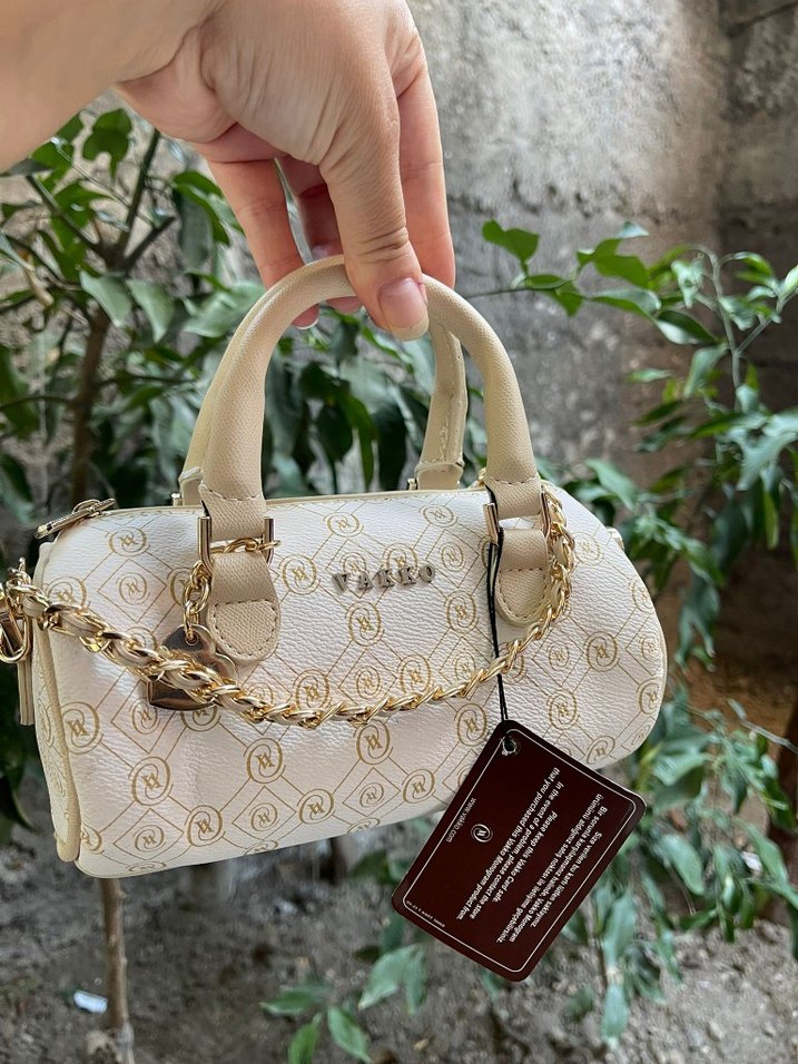 Zincir Detaylı Beyaz Deri Kadın Çanta - Görsel 2