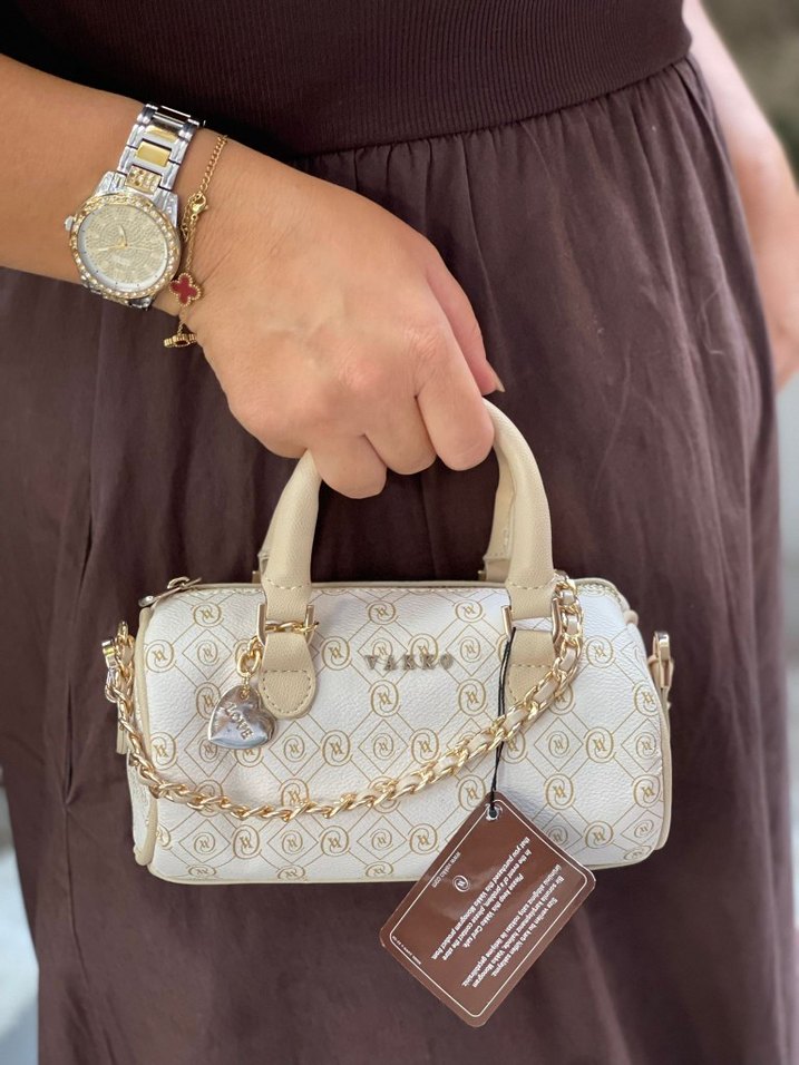 Zincir Detaylı Beyaz Deri Kadın Çanta - Görsel 3