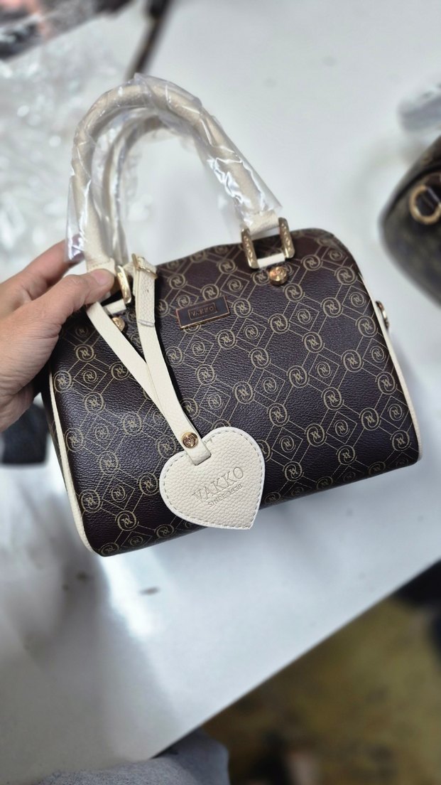 Kahverengi Baskılı Deri Kadın Çanta - Görsel 3