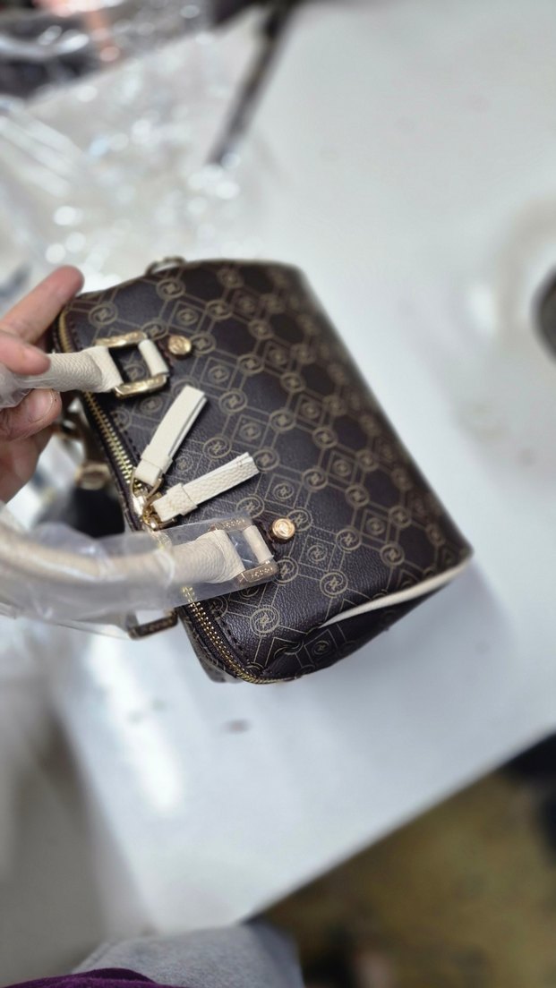 Kahverengi Baskılı Deri Kadın Çanta - Görsel 5