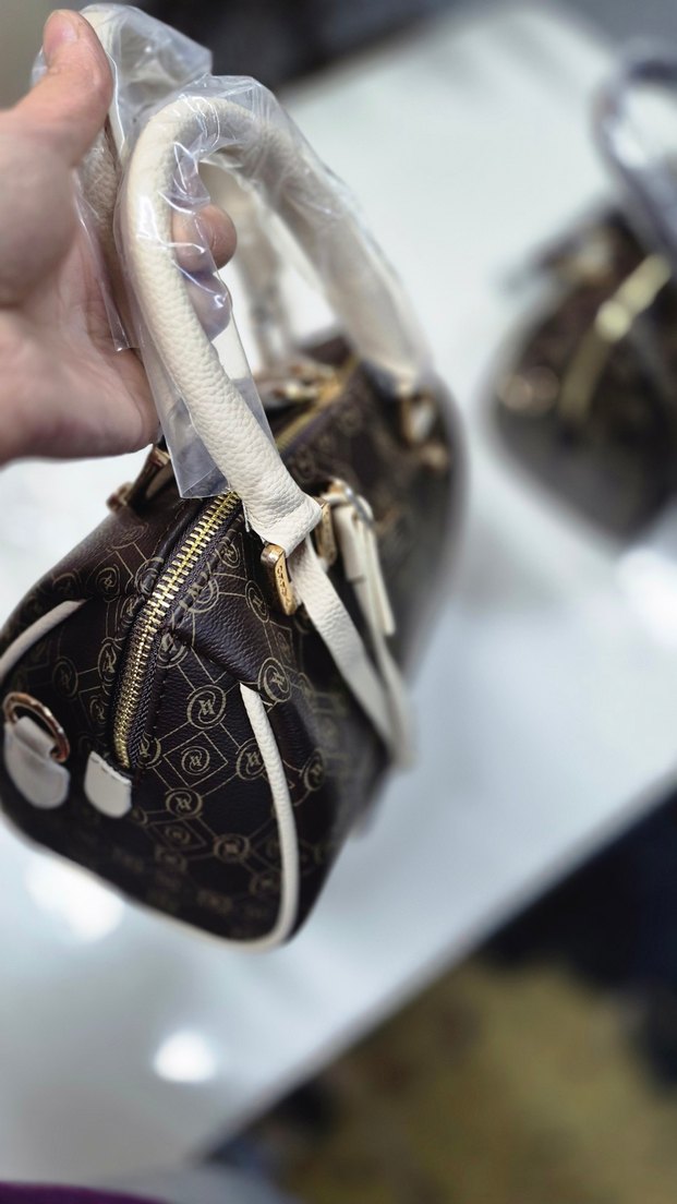 Kahverengi Baskılı Deri Kadın Çanta - Görsel 4