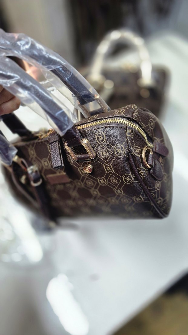 Kahverengi Baskılı Deri Kadın Çanta - Görsel 4