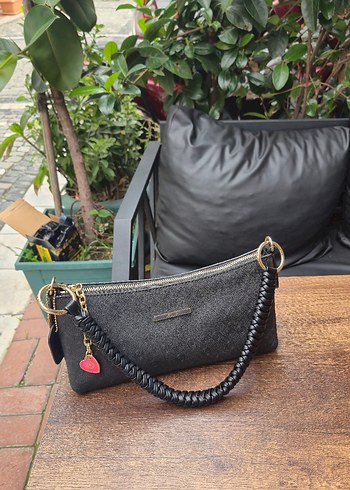 Siyah Deri Yılan Desenli Kemerli Çanta - Görsel 4