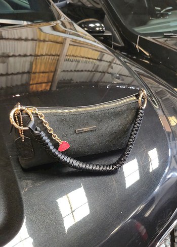 Siyah Deri Yılan Desenli Kemerli Çanta - Görsel 7