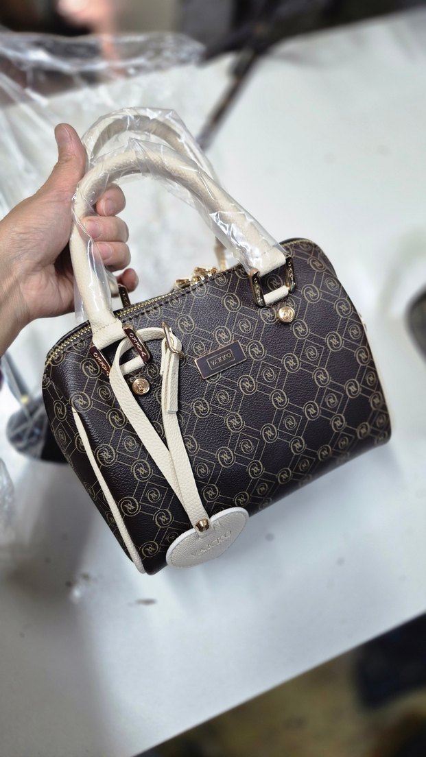 Kahverengi Baskılı Deri Kadın Çanta - Görsel 5