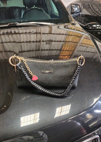 Siyah Deri Kemerli Yılan Desenli Kadın Çanta - Görsel 3