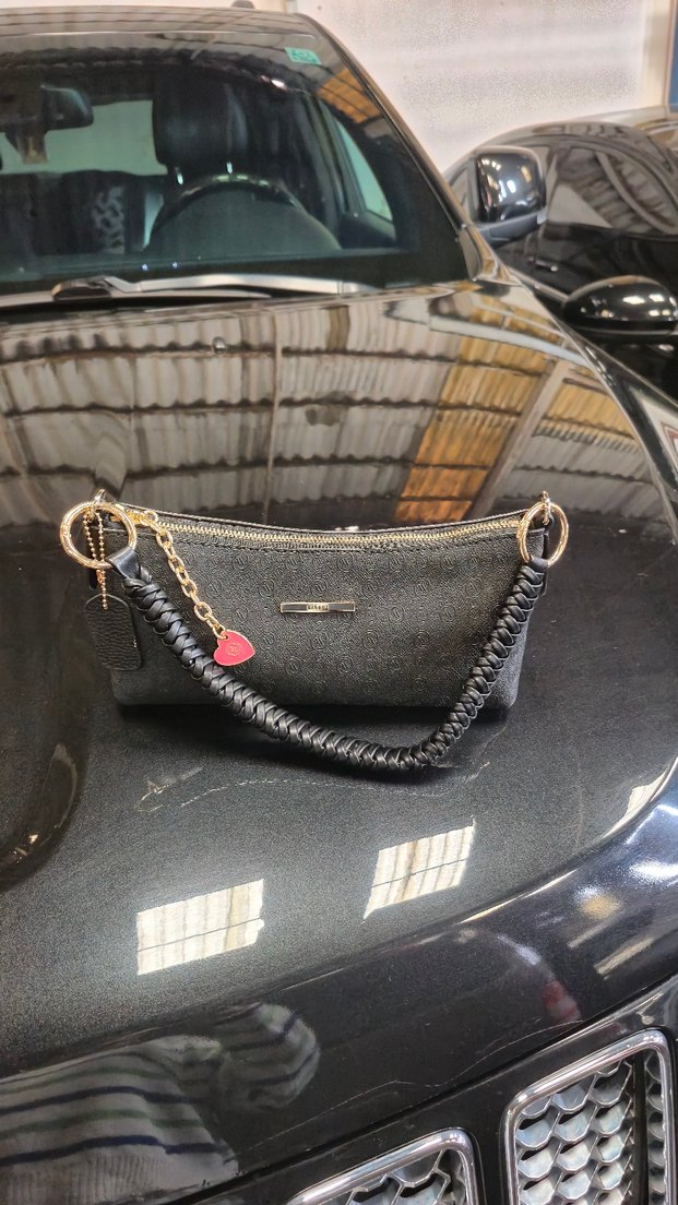 Siyah Deri Kemerli Yılan Desenli Kadın Çanta - Görsel 3