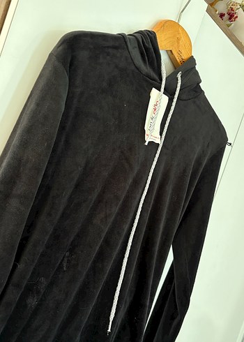 m Beden siyah Renk Siyah Kadın Kadife Sweatshirt