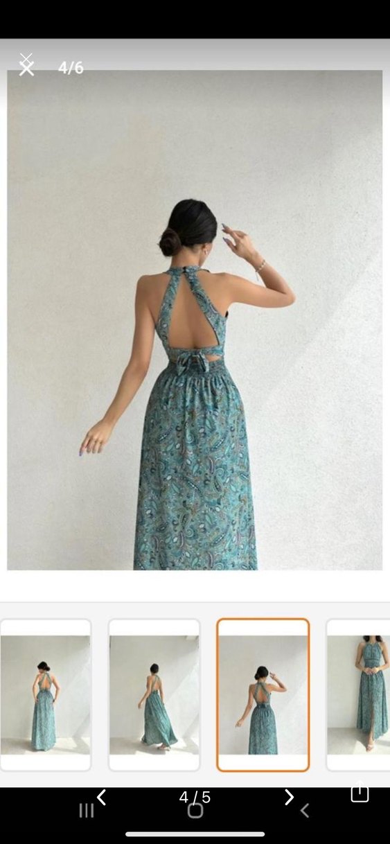 Turkuaz Boncuk İşlemeli Straplez Uzun Elbise - Görsel 3