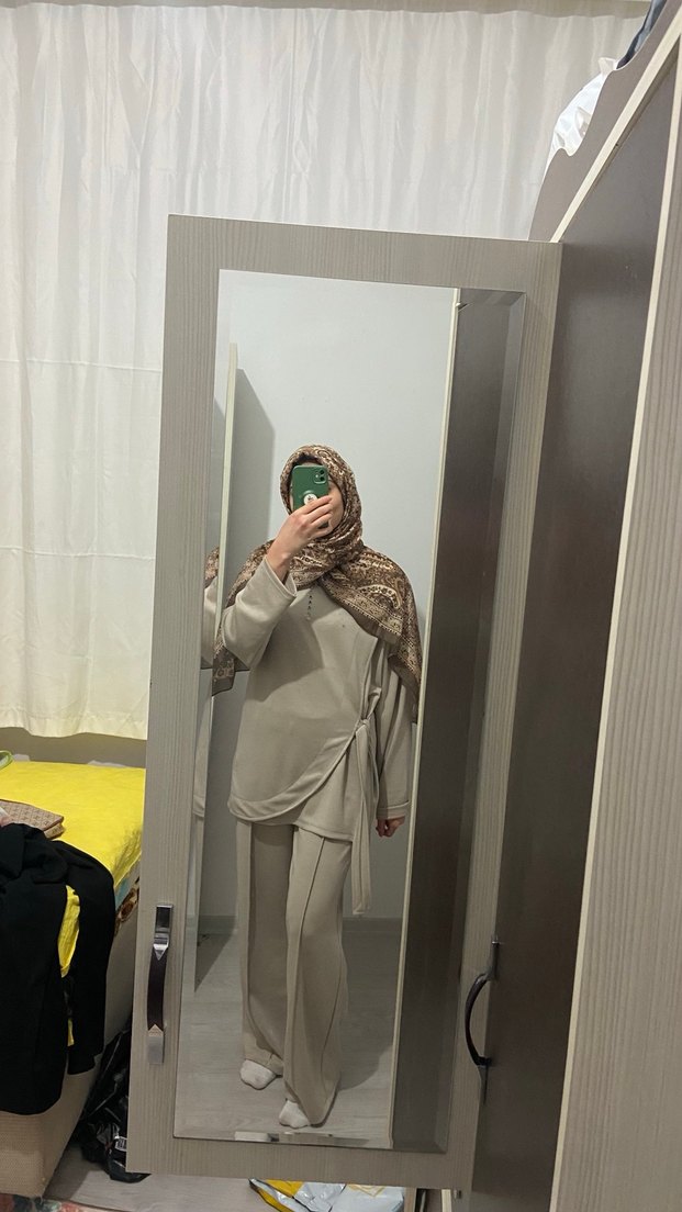 Gri Uzun Kollu Şeffaf Kadın Takım - Görsel 3