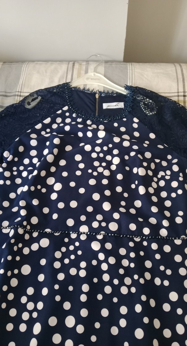 Mavi Puantiyeli Midi Elbise - Görsel 2