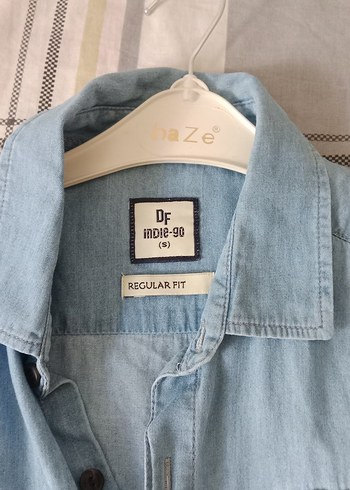 Düğmeli Mavi Denim Erkek Gömlek - Görsel 2