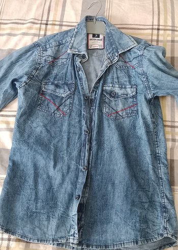 Gri Mavi Erkek Çocuk Denim Gömlek