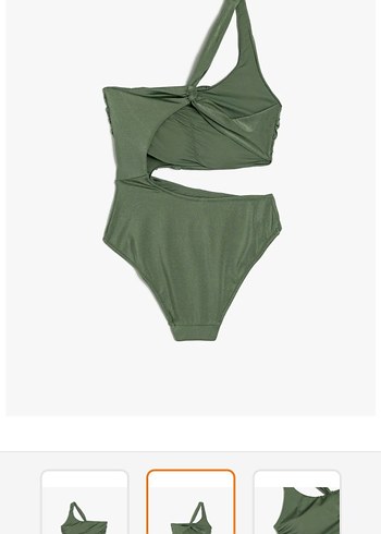 Tek Omuzlu Yeşil Kemerli Mayo - Görsel 2