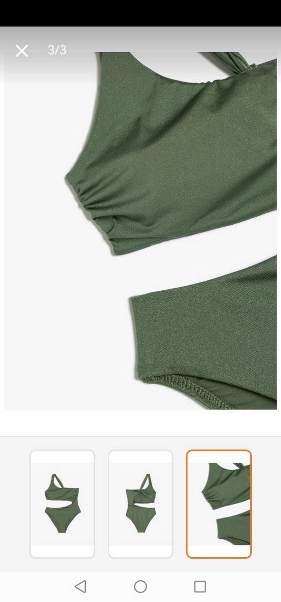 Tek Omuzlu Yeşil Kemerli Mayo - Görsel 3