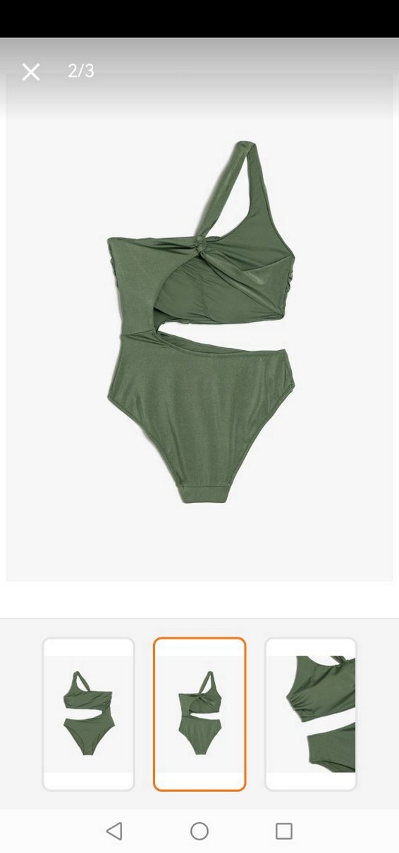 Tek Omuzlu Yeşil Kemerli Mayo - Görsel 2