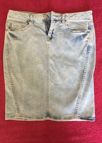Gri Denim Midi Mini Etek