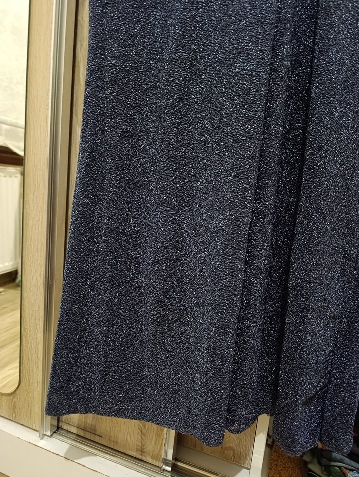 Kemer Detaylı Uzun Mavi Abiye Elbise - Görsel 5