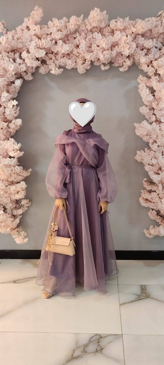 Uzun Mor Gotik Strappy Abiye Elbise - Görsel 2