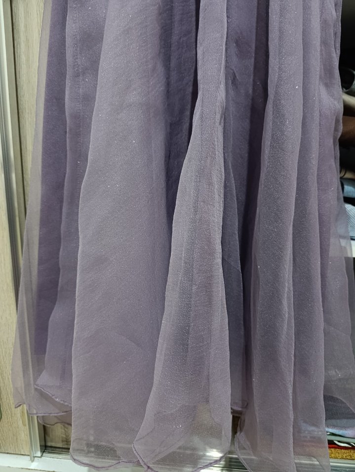 Uzun Mor Gotik Strappy Abiye Elbise - Görsel 4