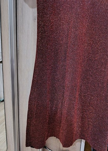 36 Beden bordo Renk Balık Bordo V Yakalı Uzun Kollu Uzun Abiye Elbise