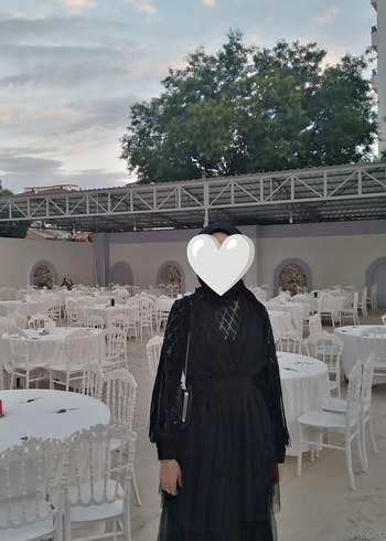 Uzun Siyah Gotik Mezuniyet Elbisesi pul tüy