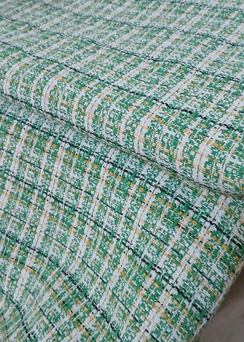 Parlak Yeşil Ekose Desenli şanel şal -atkı - Görsel 3