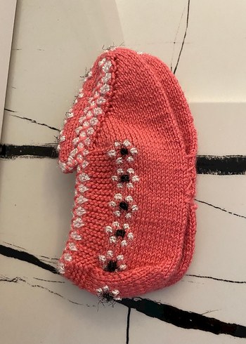 Kadın Siyah ve Pembe Örgü Patik - Görsel 2