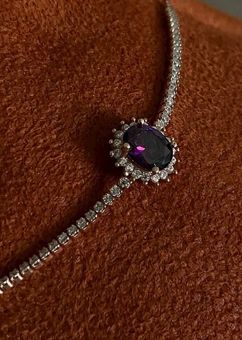 Beden Su yolu Rosegold gümüş bileklik (mor taş detaylı)
