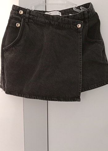 Siyah Kemerli Kadın Mini Kot Şort - Görsel 2