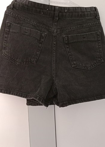 Siyah Kemerli Kadın Mini Kot Şort - Görsel 4