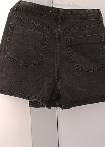 Siyah Kemerli Kadın Mini Kot Şort - Görsel 3