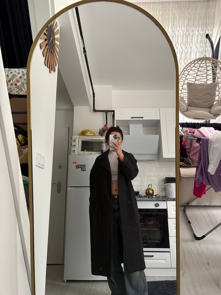 Siyah Midi Kadın Trençkot - Görsel 2