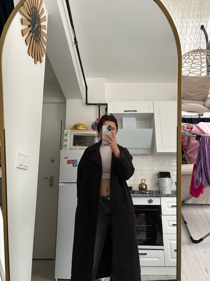 Siyah Midi Kadın Trençkot - Görsel 3