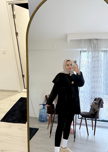 Siyah Yüksek Yakalı Midi Kadın Tunik - Görsel 2