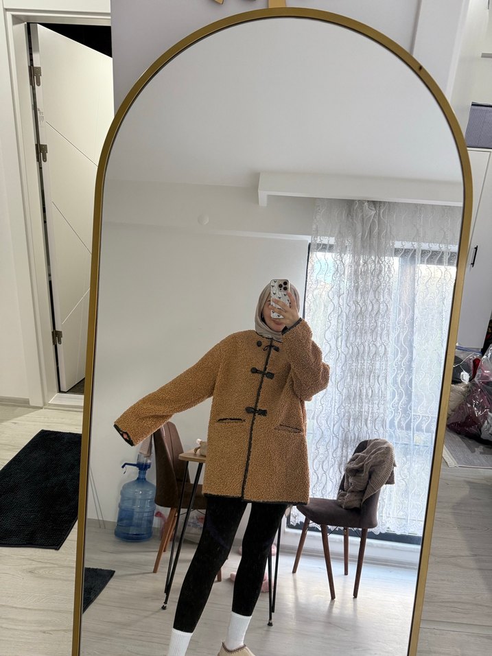 Kürklü Camel Midi Kadın Kaban - Görsel 2