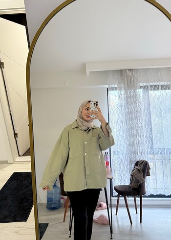 Kadın Haki Midi Boy Pamuklu Ceket - Görsel 2