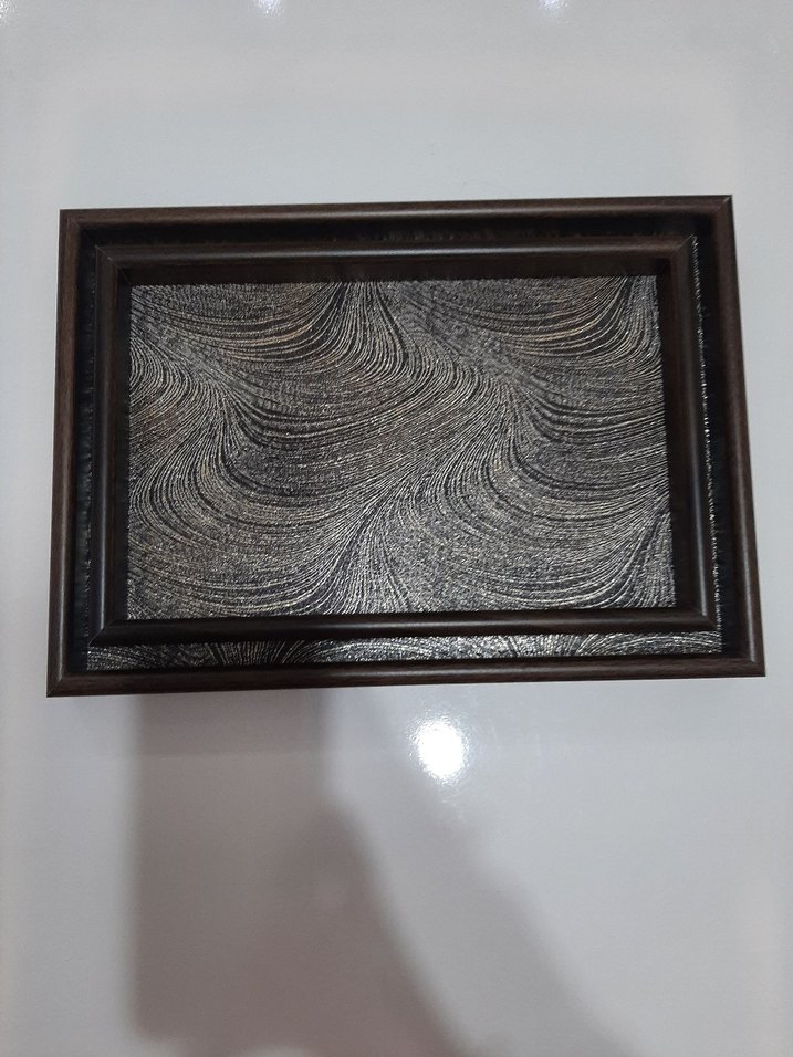 Kahverengi Çerçeveli Gri Desenli Tepsi Seti - Görsel 5