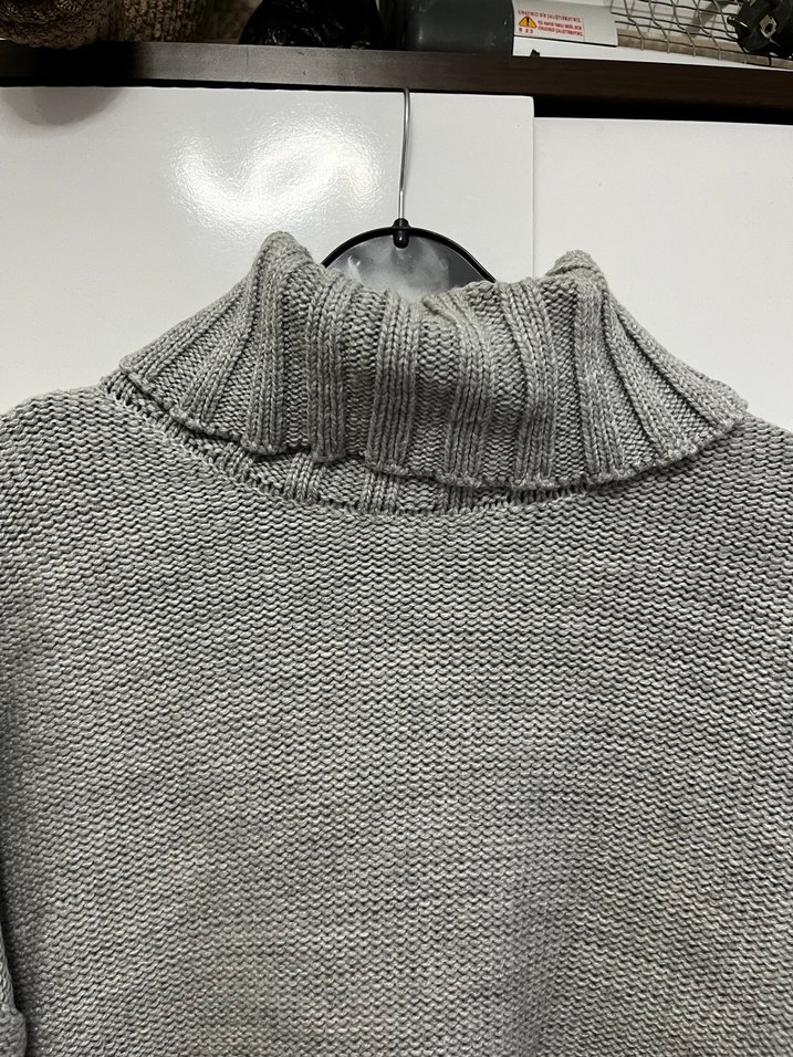 Gri Örgü Boğazlı Kadın Kazak - Görsel 2