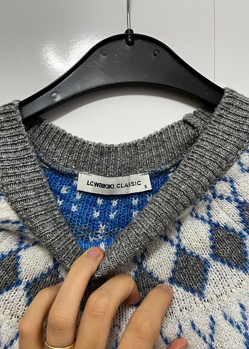 LC Waikiki Bohem Tarz Gri Desenli Kadın Kazak