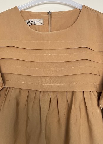 Kahverengi Midi Tunik, Fırfırlı, Uzun Kollu - Görsel 5