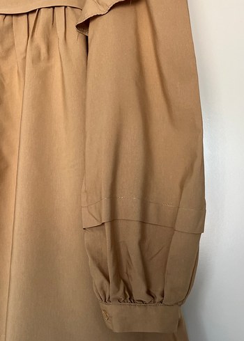 Kahverengi Midi Tunik, Fırfırlı, Uzun Kollu - Görsel 3