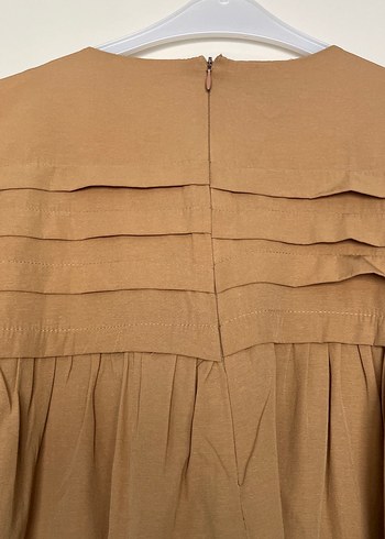 Kahverengi Midi Tunik, Fırfırlı, Uzun Kollu - Görsel 6