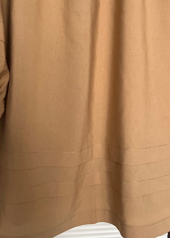 Kahverengi Midi Tunik, Fırfırlı, Uzun Kollu - Görsel 4