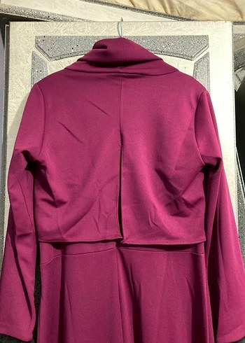 Fuşya Uzun Kollu Yüksek Yakalı Kadın Elbise - Görsel 5