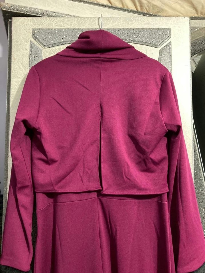 Fuşya Uzun Kollu Yüksek Yakalı Kadın Elbise - Görsel 5