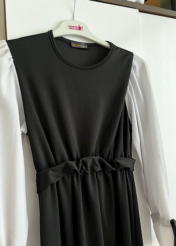 Siyah Uzun Goth Kemerli Elbise - Görsel 2