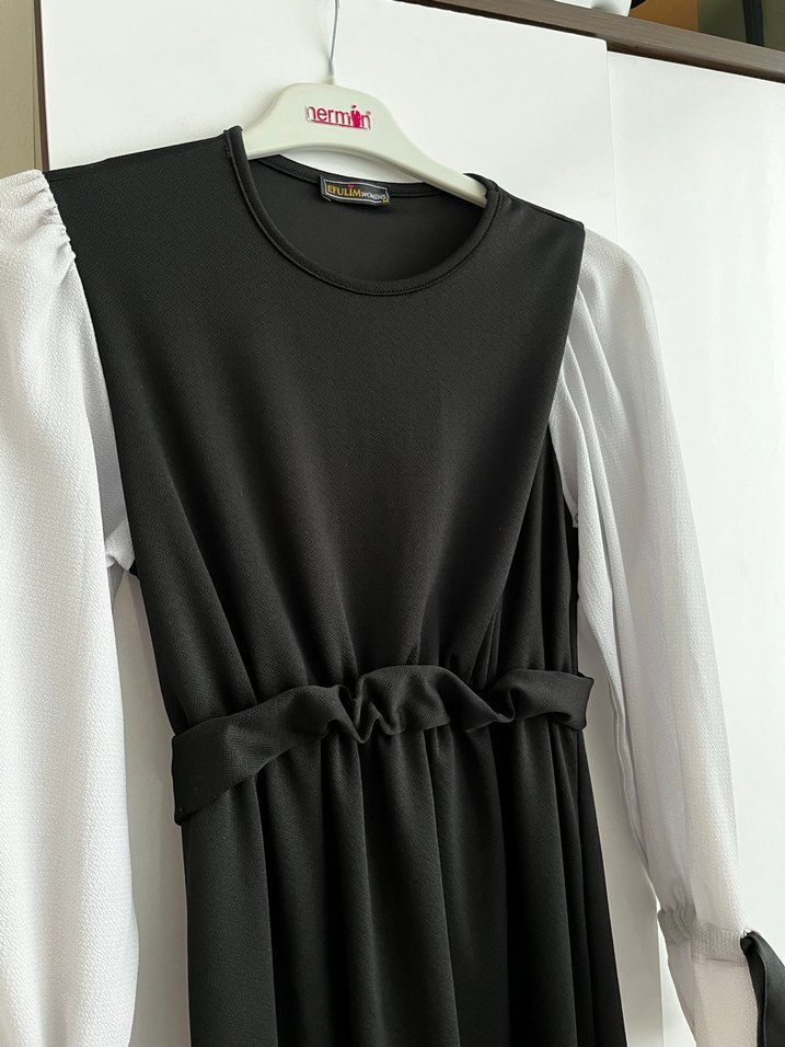 Siyah Uzun Goth Kemerli Elbise - Görsel 2