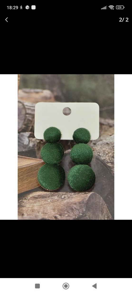 Bohem Koyu Yeşil Mini Düğmeli Küpe - Görsel 2